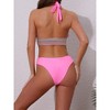 INSPIRE CHIC Women's Color Block Wavy Stripes Bikini Sets, Halter Top V Shaped Bottom Swimwear Bathing Suits 1 Set - 3 of 4