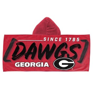 22"x51" NCAA Georgia Bulldogs Hooded Youth Beach Towel - 1 of 3