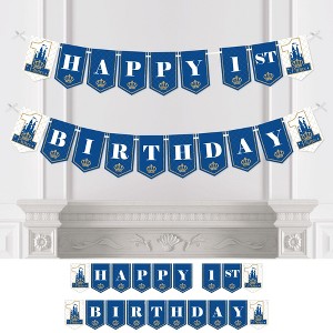 Big Dot of Happiness 1st Birthday Royal Prince Charming - First Birthday Party Bunting Banner - Party Decorations - Happy 1st Birthday - 1 of 4