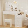 Okak Vanity Table with Drawers and Lights for Makeup and Cushioned Chair, with Lights and Table Set with 3 Color Lighting Brightness - 4 of 4