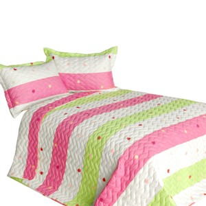 Slickblue Cotton Quilt Set, Pre-Washed Vermicelli Quilted, Machine Washable, Patchwork, Size Options, Pink - 1 of 4