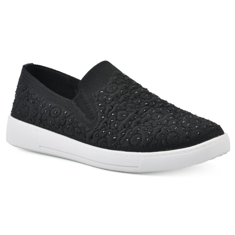 White Mountain Women's Unit Slip-on Sneaker, Black Fabric, 6