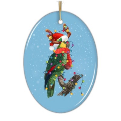 Festive Parrot Christmas Ornament with Colorful Lights