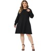 Agnes Orinda Women's Plus Size Long Sleeve Peter Pan Collar Elegant Formal Midi Flare A Line Dresses - 3 of 4