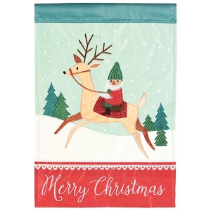 Magnolia Garden Merry Christmas Gnome Riding Reindeer 13 x 18 Inch Polyester Garden Flag - 1 of 2