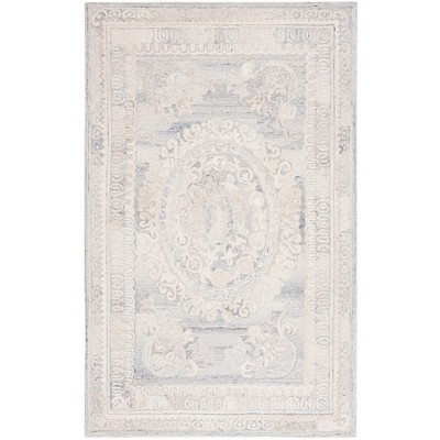 Aubusson AUB401 Handmade Tufted Area Rug - Grey/Ivory - 8' X 10' - Safavieh