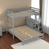 Twin Over Full Bunk Bed with Desk and 3 Drawers, Convertible Wood Frame with Storage, Ladder, Natural Finish - 4 of 4