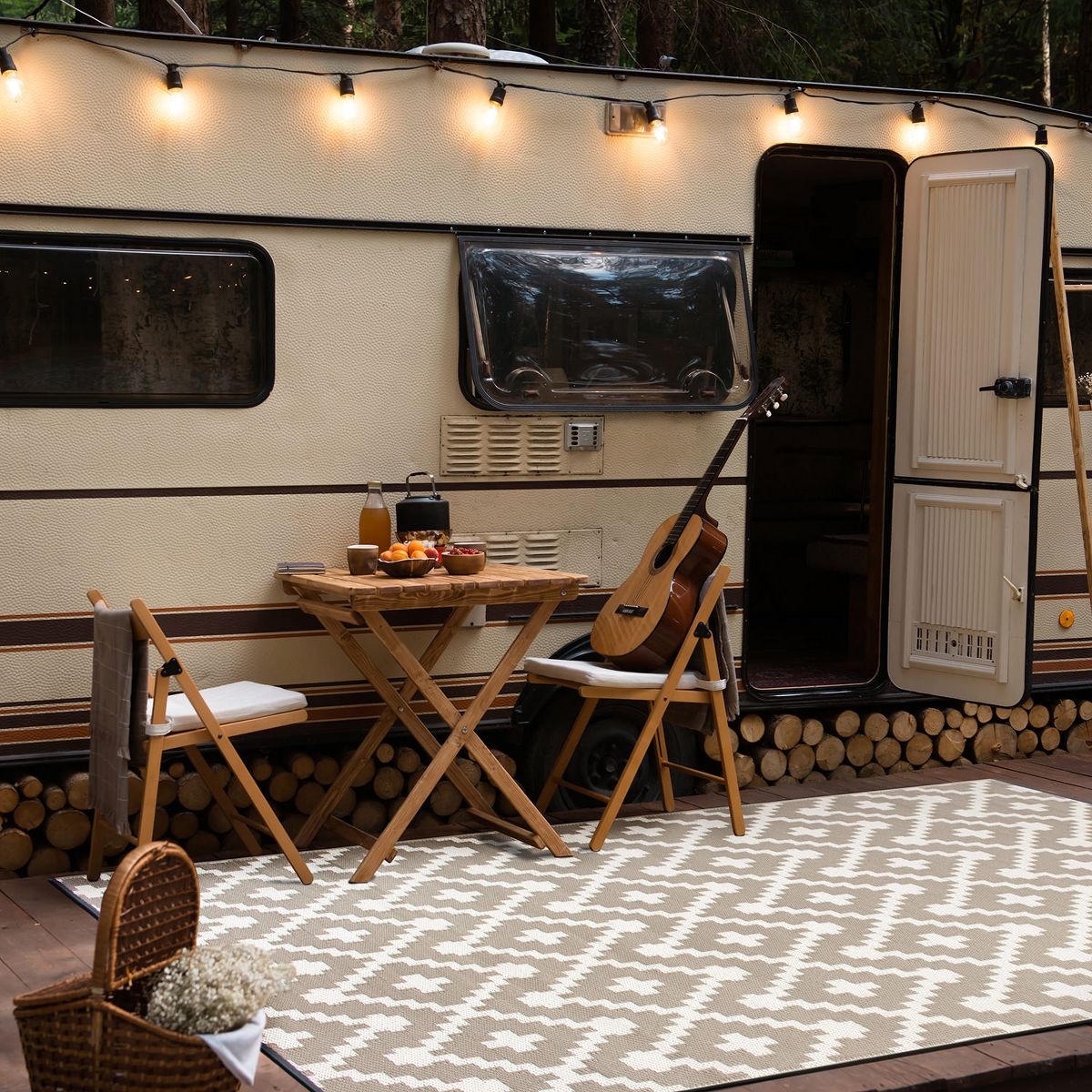 World Rug Gallery Trellis Geometric Reversible Plastic Indoor and Outdoor Picnic Mat, Camping Rug, RV Rug:  Quick Dry,  UV Protection - thumbnail 9