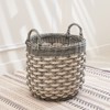 FONTOI Woven Wicker Multi-Use Storage Basket with Handles, Round Laundry Basket, Laundry Baskets for Towel, Toys, Cream&Grey, 18"*15.7"*18" - 4 of 4