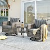 XIZZI Patio Outdoor Swivel Rocking Chairs Set of 2 with Side Table, 3 Pieces PE Rattan Wicker Patio Bistro Set with 360 Degree Rotation Chairs - 3 of 4