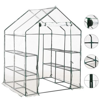 vidaXL Greenhouse with 8 Shelves 4.7 ft.x4.7 ft.x6.4 ft.