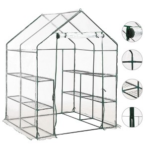vidaXL Greenhouse with 8 Shelves 4.7 ft.x4.7 ft.x6.4 ft. - 1 of 4