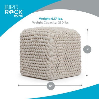 Natural Cotton Braided Square Pouf Ottoman