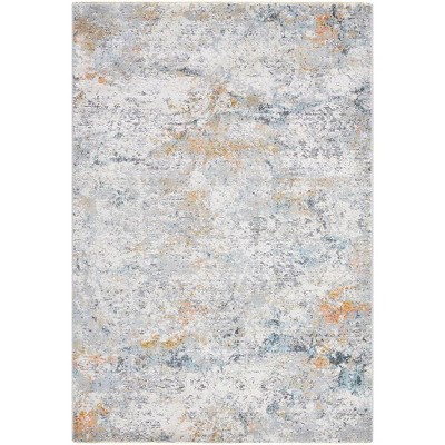 Jaelyn Gray and Ivory Synthetic Fur Rectangular Area Rug 2'7" x 4'