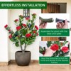 GustoWave Set of 2 Artificial Topiary Ball Trees with Metal Stakes, 21.6" UV-Resistant PE Fake Plants with Begonia Flowers,Red - 2 of 4