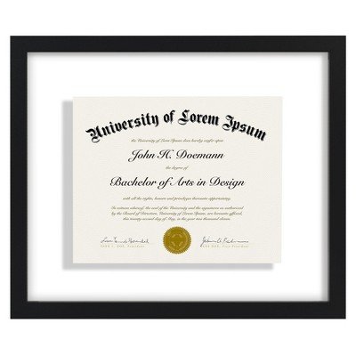 Americanflat 12.5x15 Diploma Frame with Shatter-Resistant Glass - Floating Frame with Engineered Wood - Signature Float Collection - Black