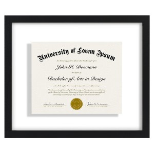 Americanflat 12.5x15 Diploma Frame with Shatter-Resistant Glass - Floating Frame with Engineered Wood - Signature Float Collection - Black - 1 of 4