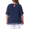 Women's Plus Size Swiss Dots Double-Layered Round Neck Flounce Sleeve Blouses - Agnes Orinda - 4 of 4