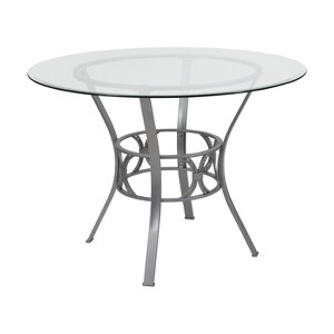 Emma and Oliver 42" Round Glass Dining Table with Metal Frame - 1 of 2