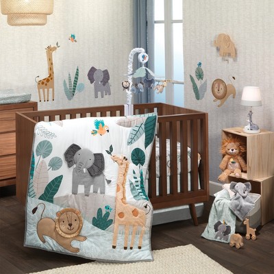 Lambs & Ivy Jungle Friends 5-piece Safari Animals Nursery Baby Crib Bedding Set