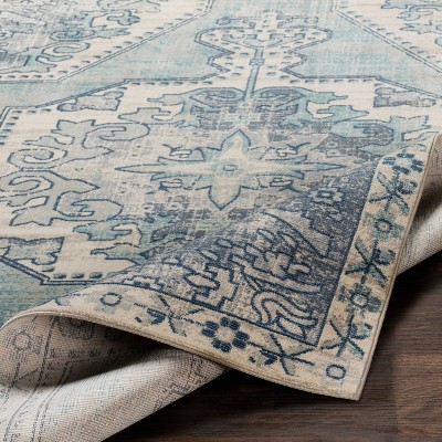 Rectangular Gray Stain-Resistant Synthetic Area Rug