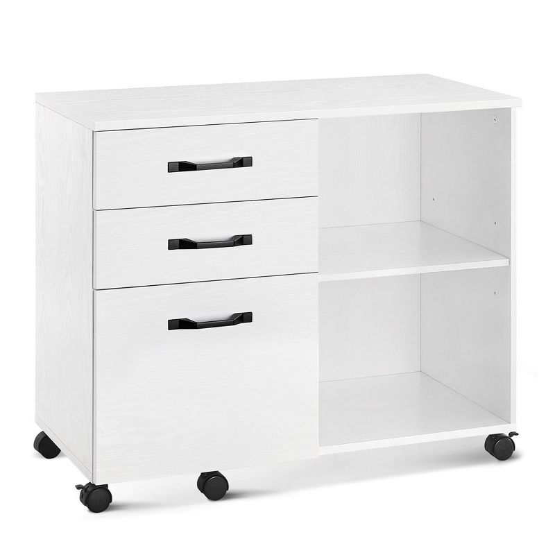 VASAGLE Lateral File Cabinet, Home Office Printer Stand, with 3 Drawers and Open Storage Shelves, for A4, Letter-Size Documents, White, 1 of 6