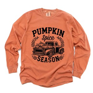 Simply Sage Market Pumpkin Spice Season Truck Distressed Garment Dyed Long Sleeve - 1 of 4