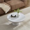 Gray Round Fiberglass Coffee Table with Wood Veneer Top and Metal Base, Luxury Center Table with Open Storage for Living Room or Lounge-Koiai - 2 of 4