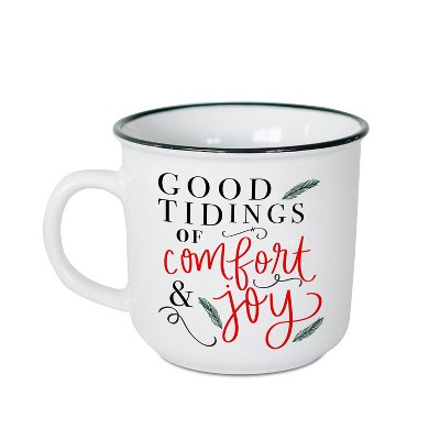 Tag farmhouse Christmas White Earthenware 16 Oz Joy Sentiment Mug  Featuring Holly Berries & Leaves, Coffee, Hot Coco, Tea, Hostess & Teachers  Gift : Target