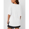 Women's Summer Casual Short Sleeve T-Shirt Solid Color V-Neck Side Slit Pullover Top Loose Fit Blouse - 4 of 4