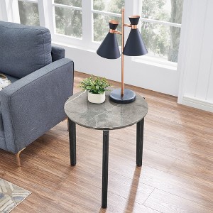 NicBex Modern Imitation Marble Round Coffee Table with Solid Wood Legs,Rubber Wood Side Table,Center Table for Living Room - 1 of 4