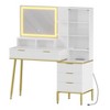 Jojoka Modern Makeup Vanity Desk with Lighted Mirror, 5 Drawers, Storage Shelves, Dressing Table with USB & Power Outlets - 4 of 4