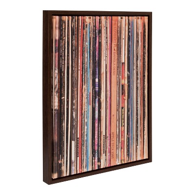 Sylvie Walnut Brown Framed Canvas with Vinyl Record Print