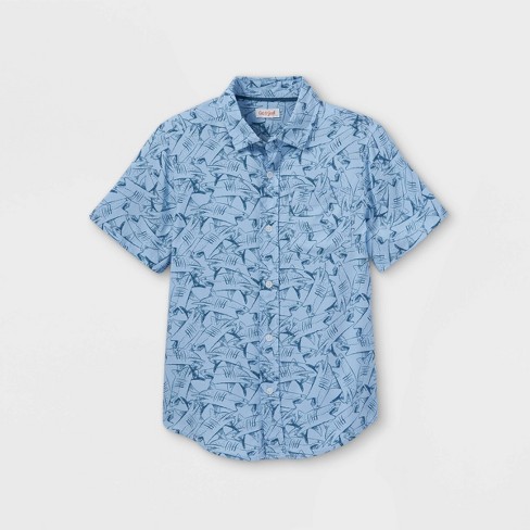 Boys' Shark Print Challis Short Sleeve Woven Shirt - Cat & Jack™ Blue ...