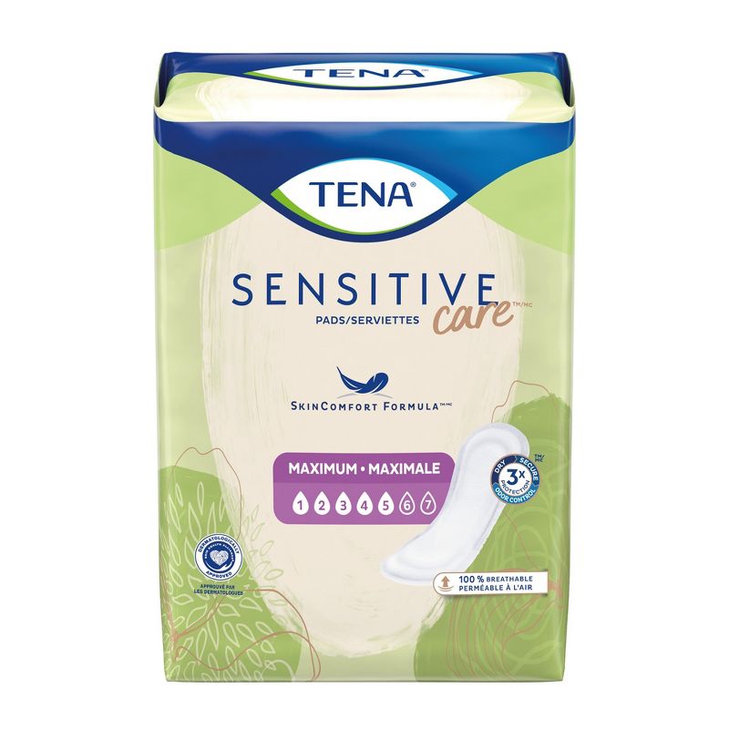 TENA Sensitive Care Maximum Female Incontinent Pad Regular Length 13" L 54283, 14 Ct, 2 of 6