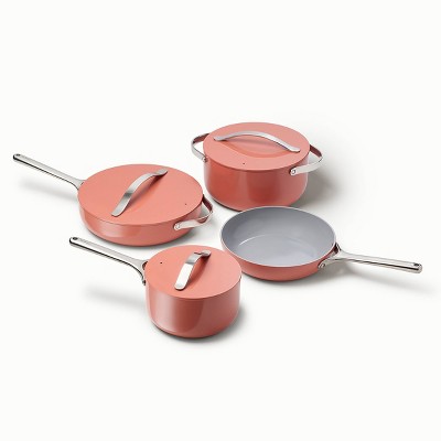 Terracotta Ceramic Nonstick Cookware Set with Stainless Steel Handles
