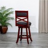 Kumasinova 360° Swivel Bar Stools, 24" Counter Height Bar Stools X-Back Swivel Stool, Solid Hardwood Frame Counter Stools, Cherry Finish - 3 of 4