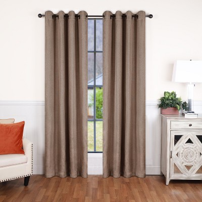 Classic Linen Design Room Darkening Semi-Blackout Curtains, Set of 2 by Blue Nile Mills