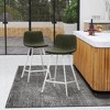 LeisureMod Elland Leather Bar Stool – Modern Counter Height Stool with White Stainless Steel Legs for Kitchen Island or Home Bar Set of 2 - 2 of 4