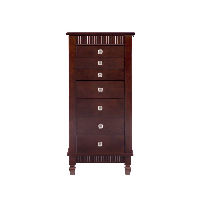 Tierra Traditional Wood 7 Lined Drawer Jewelry Armoire Merlot Brown - Powell, 5 of 16