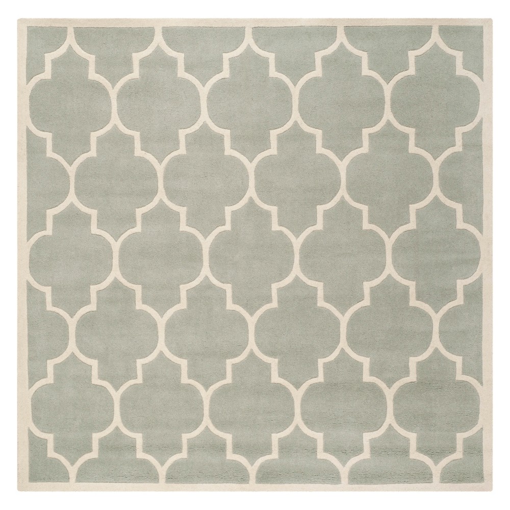 4'x4' Square Brandy Quatrefoil Design Tufted Area Rug Gray/Ivory Square - Safavieh