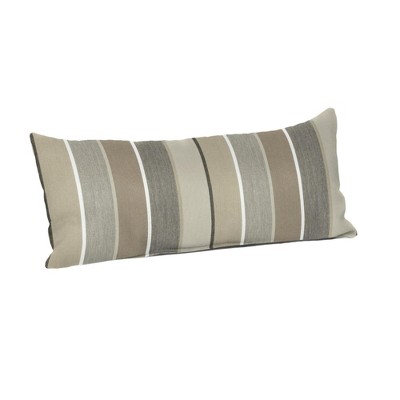 Casual Cushion Stripe Sunbrella Fabric 1-Piece Indoor/Outdoor Lumbar Pillow, 22"W x 9"L