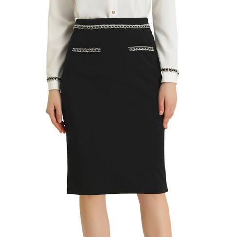 Allegra K Women's Elegant Knee Length Business Pencil Skirt Black Small ...