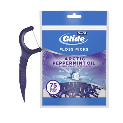 Oral-B Glide Arctic Peppermint Oil Dental Floss Picks Mint - 75ct