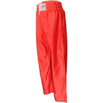 Amber Fight Gear Nylon/Satin Kickboxing Pants Featuring 3" Boxing Style Waistband and Drawstring, and Durability, Red, Medium