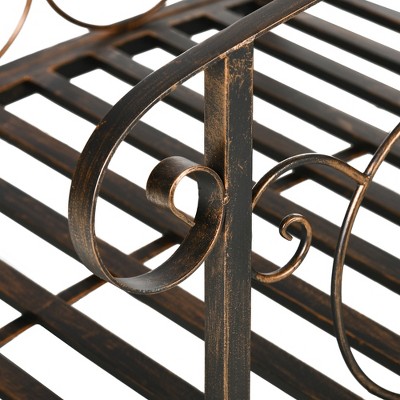 Bronze 6ft Metal Garden Bridge with Safety Rails
