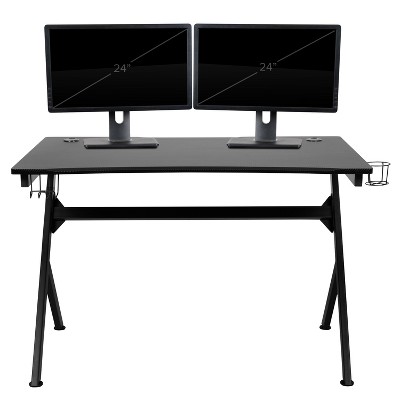 Ergonomic Gray Gaming Desk & Chair Set with Cup Holder and Headphone Hook