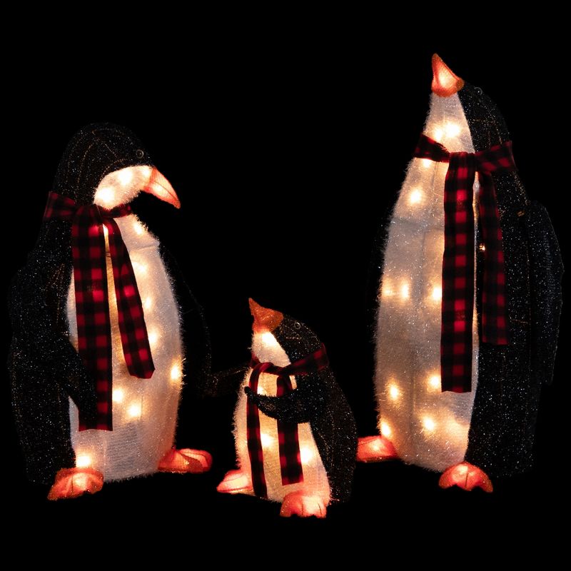 Northlight Set of 3 Lighted Penguin Family Outdoor Christmas Yard Decoration, 3 of 8