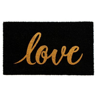 Raj 1'6" x 2'6" Tufted Glitter Love Doormat Black