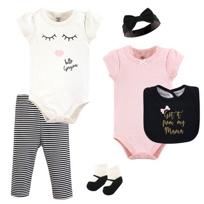 Little Treasure Baby Girl Layette 6-Piece Set, Mama, 0-3 Months